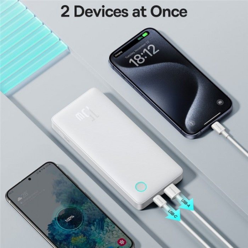 Powerbank Baseus Air Lite 10000mAh 15W Branca + Cabo USB-C 30cm