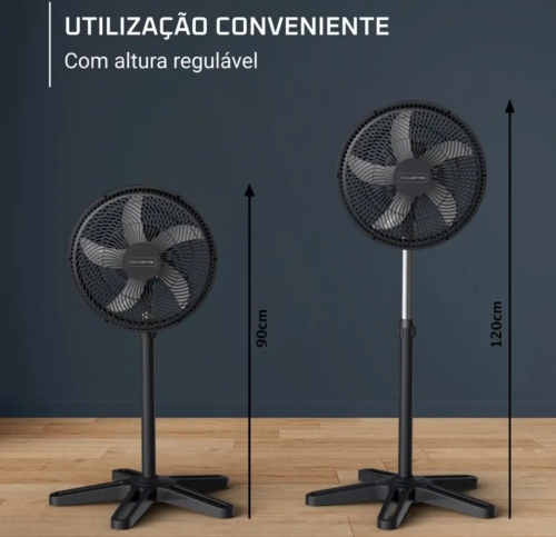 Ventoinha de Pé Rowenta Turbo Essential VU3110F0, 40 cm, 3 Velocidades, 45 W, Preto