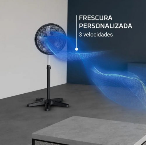 Ventoinha de Pé Rowenta Turbo Essential VU3110F0, 40 cm, 3 Velocidades, 45 W, Preto