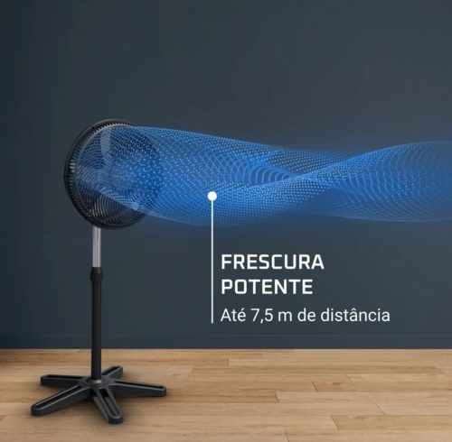 Ventoinha de Pé Rowenta Turbo Essential VU3110F0, 40 cm, 3 Velocidades, 45 W, Preto