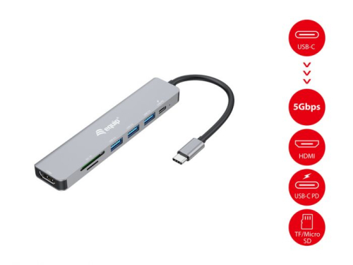 Base & Duplicador de Portas Equip USB-C 7 EM 1 / HDMI 4K/60HZ - 3X USB3.2 + LEITOR MICROSD 100W PD