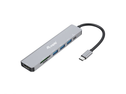 Base & Duplicador de Portas Equip USB-C 7 EM 1 / HDMI 4K/60HZ - 3X USB3.2 + LEITOR MICROSD 100W PD