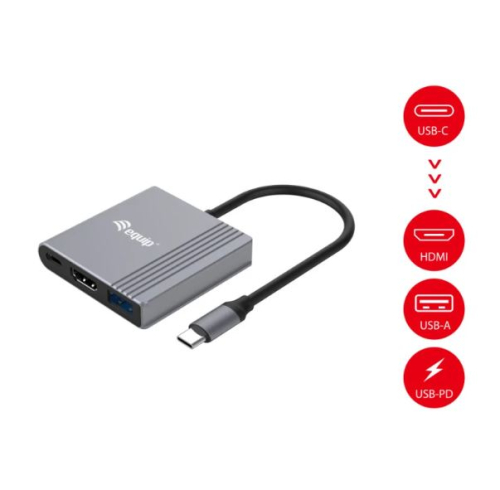 ESTAÇÃO DE ANCORAGEM EQUIP USB-S 3 IN 1 HDMI/UASB-A + USB-C (DP )4K/60HZ-100W USB PD