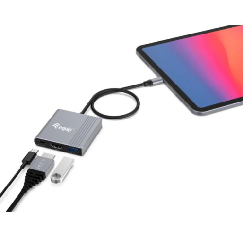 ESTAÇÃO DE ANCORAGEM EQUIP USB-S 3 IN 1 HDMI/UASB-A + USB-C (DP )4K/60HZ-100W USB PD