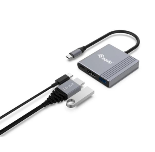 ESTAÇÃO DE ANCORAGEM EQUIP USB-S 3 IN 1 HDMI/UASB-A + USB-C (DP )4K/60HZ-100W USB PD