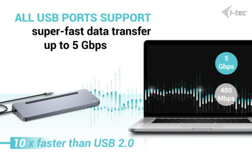 Estação de acoplamento i-tec USB-C Ergo 3x 4K com fornecimento de energia 100 W + carregador universal i-tec 100 W