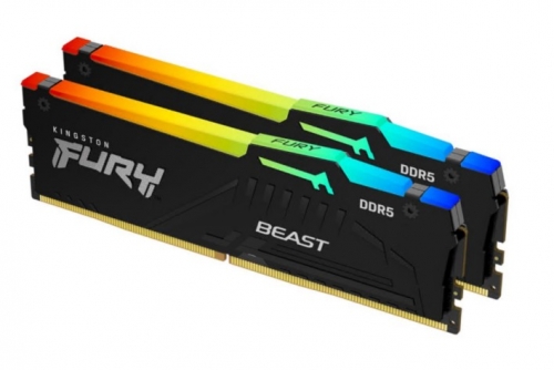 Memória Kingston FURY Beast RGB DDR5 kit 16GB: 2 x 8GB DIMM 6000 MHz / PC5-48000 CL30 1.4 V unbuffered on-die ECC preto, KF560C30BBEAK2-16