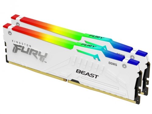 Dimm DDR5 Pack 2x 32GB (64GB) Kingston CL30 EXPO 6000MT/s 2Rx8 Fury Beast RGB Branca