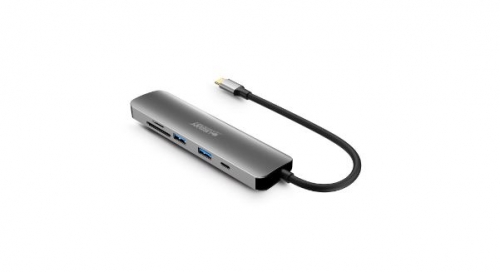 Hub USB-C Urban Factory Hubee 6 em 1 Cinzento Sideral