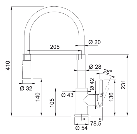 MISTURADORA FRANKE LINA SEMI PRO CROMADO PRETO