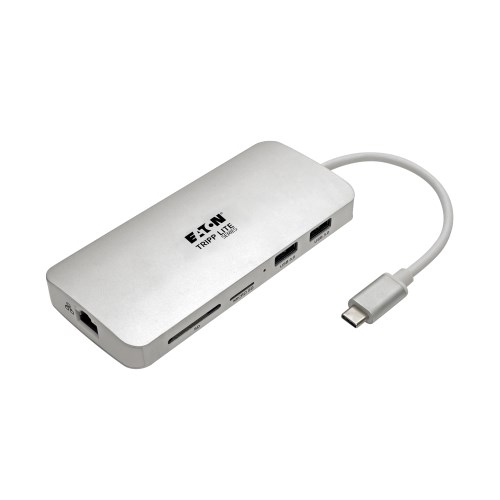 Dock USB-C série Tripp Lite - 4K HDMI, USB 3.x (5 Gbps), Hub USB-A/C, GbE, Cartão de Memória, Carregamento PD de 60 W