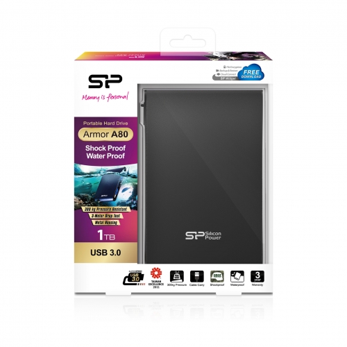 Disco externo 2.5 1TB SP Armor A80 USB  3.2  IPX7,Shockproof, Preto