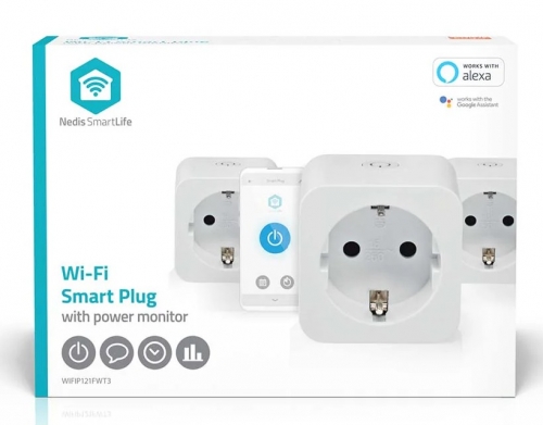 SmartLife Smart Plug IP21 - Medidor de Energia - 3680W - 3 Unidades NEDIS WIFIP121FWT3