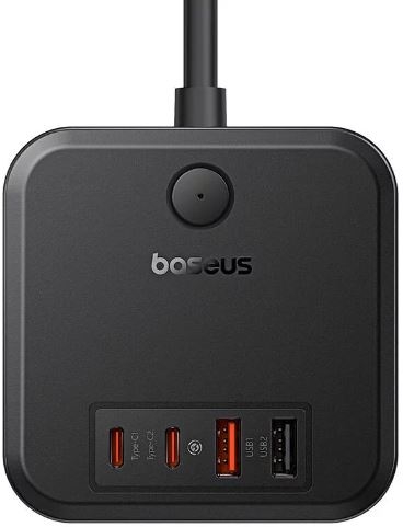 Extensão Baseus PowerCombo 3AC+2U+2C 30W, 1,5m (Preto)