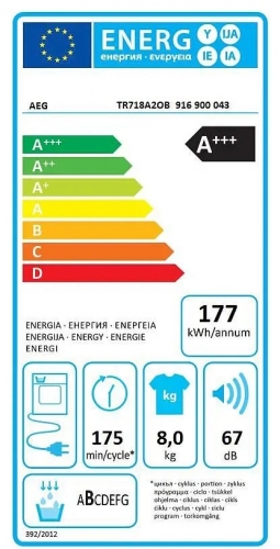 MAQUINA SECAR ROUPA  AEG TR718A2OB BOMBA DE CALOR 8KG CLASSE A+++