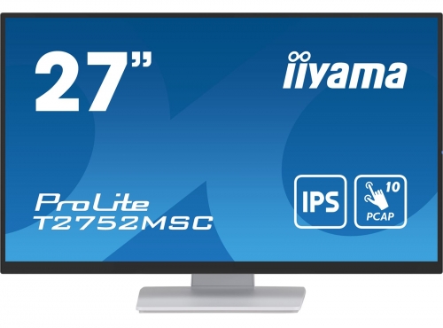 Monitor LED - 27 polegadas iiyama ProLite T2752MSC-W1 - ecrã de toque - Full HD - branco