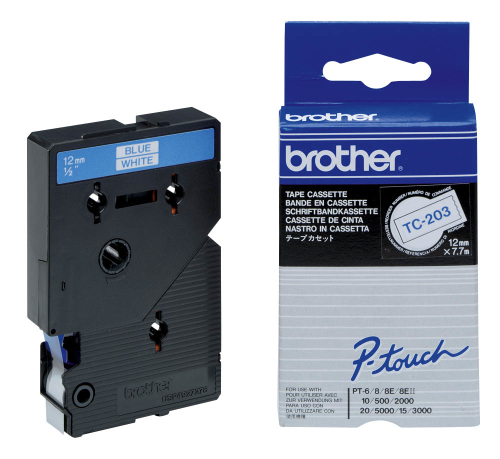 BROTHER FITA 12MM AZUL/BRANCO LAMINADA