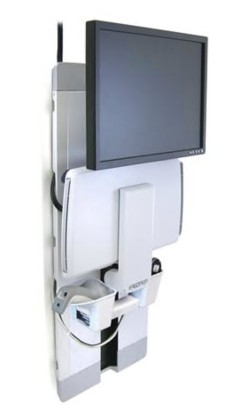 Kit de montagem Ergotron StyleView 60-609-216, bolsa de rato para ecrã LCD/equipamento PC quarto de hospital, tamanho de tela: até 24", branco