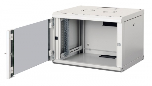 Gabinete de rede de parede Equip Pro Mount de 19", 07U, 600x450mm, com porta de vidro, painéis removíveis e com trava, montado, RAL7035 cinza