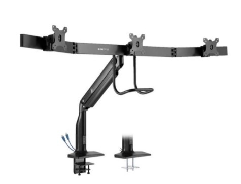 Suporte Eaton Tripp Lite Series Precision pleno movimento para 3 MonitoresLCD alumínio, aço preto tamanho de tela: 17"-32" montável na secretária