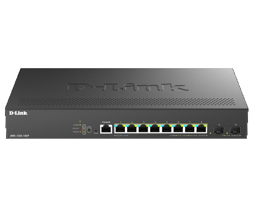 10-Port Multi-Gigabit Smart Managed PoE+ Switch including 8 multi-Gigabit 2.5G PoE and 2 10G SFP+ ports DMS-1250-10SP/E