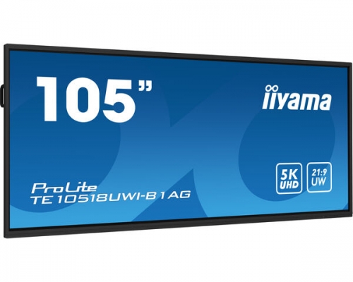 Ecrã LCD iiyama ProLite TE10518UWI-B1AG - 105 polegadas Classe Diagonal (104.6" visível) com luz de fundo LED - sinalização digital interativa - com ecrã tátil - Android - 5K UHD (2160p) 5120 x 2160 - preto, mate