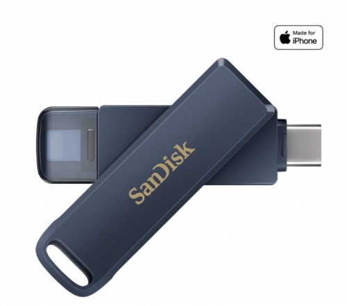 Drive flash SanDisk Phone Drive SDIXD0N-256G-GN6NE - USB 256 GB USB-C / Lightning céu metálico