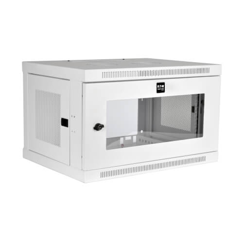 Mini gabinete de rack de parede com interruptor de perfil baixo SmartRack 6U da série Tripp Lite, janela de acrílico transparente, branco
