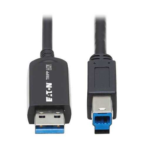 Cabo óptico ativo de fibra óptica (AOC) Tripp Lite série USB 3.2 Gen 1 com classificação plenum - 5 Gbps, (A para BM/M), preto, 30 m