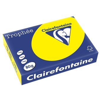 PAPEL CÓPIA TROPHÉE A4 CLAIREFONTAINE 80G AMARELO SOL, RESMA DE 500 FLS