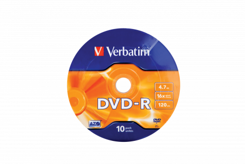 DVD-R Verbatim 4,7GB 16x – Pacote com 10 Unidades - 43729