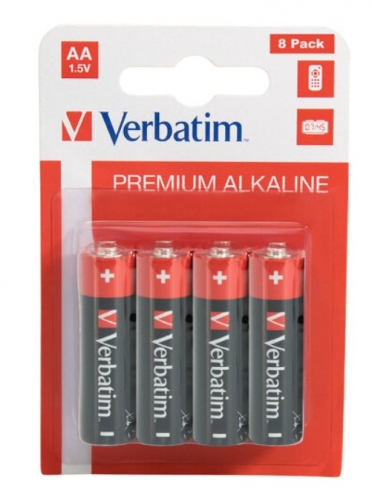 Pilhas alcalinas AA VERBATIM Pacote com 8 unidades