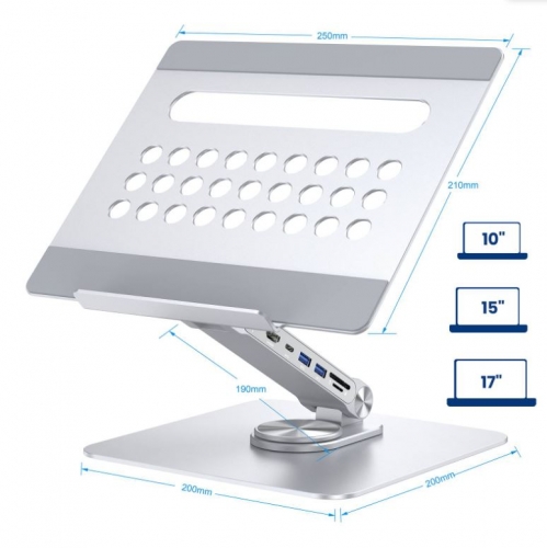 Suporte de Portátil EWENT EW1269 Aluminum com Rotação 360º