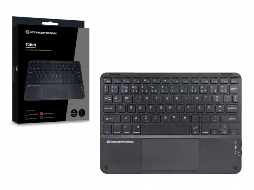 Teclado touchpad Bluetooth TOBIN01BPT de 10 polegadas, QWERTY português