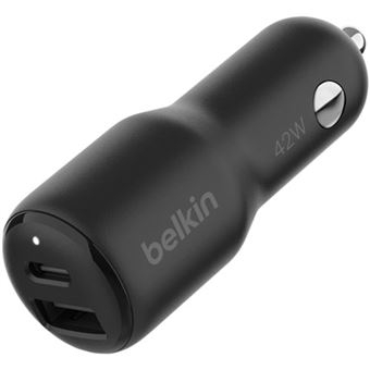 Carregador de Isqueiro Belkin BoostCharge Dual USB + USB-C - Preto