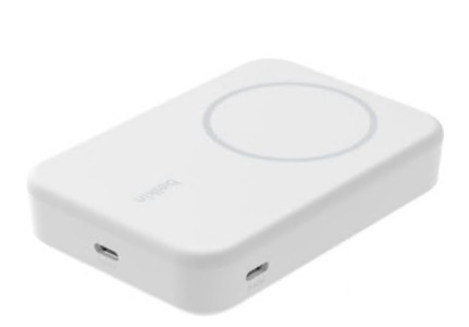 Power bank Belkin BoostCharge Pro magnético Qi2 10000 mAh 15 Watt, PD 2 conectores de saída no cabo: USB-C branco
