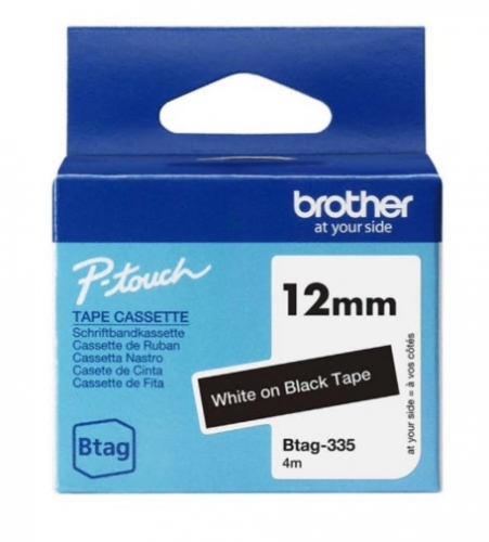 Fita Brother BTAG-335 Branco no preto Rolo