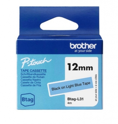 Fita Etiqueta Brother BTAG-L31 Preto sobre azul-claro