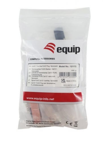 Conectores RJ45 Equip CAT8.1 Blindados – Montagem Sem Ferramentas, 5 Unidades – 121172