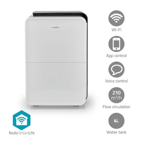 Desumidificador SmartLife Wi-Fi | 30 l/dia | Desumidificação / Contínuo / Max+ / Roupa seca / Ventilação | Android™ / IOS | Higróstato ajustável | 210 m³/h