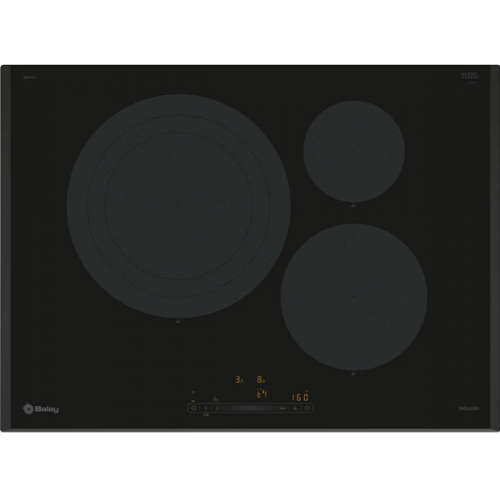 Placa de indução 70 cm Preto, Instalação na superfície sem moldura 3EB977LH Balay