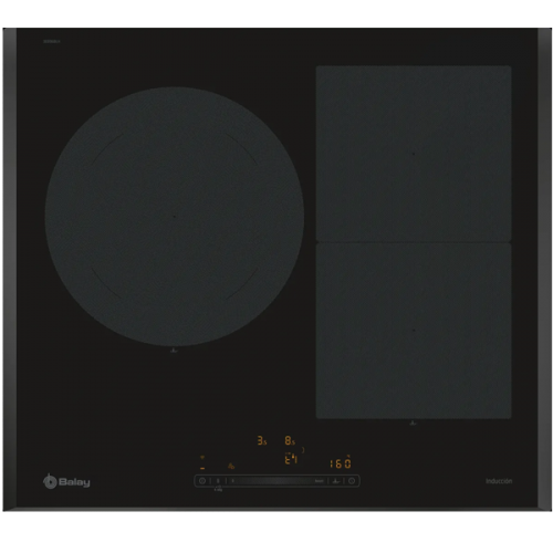 Placa de indução 60 cm Preto, Instalação na superfície sem moldura Balay 3-EB-968-LH