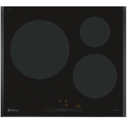Placa de indução 60 cm Preto, Instalação na superfície sem moldura 3EB965LH Balay
