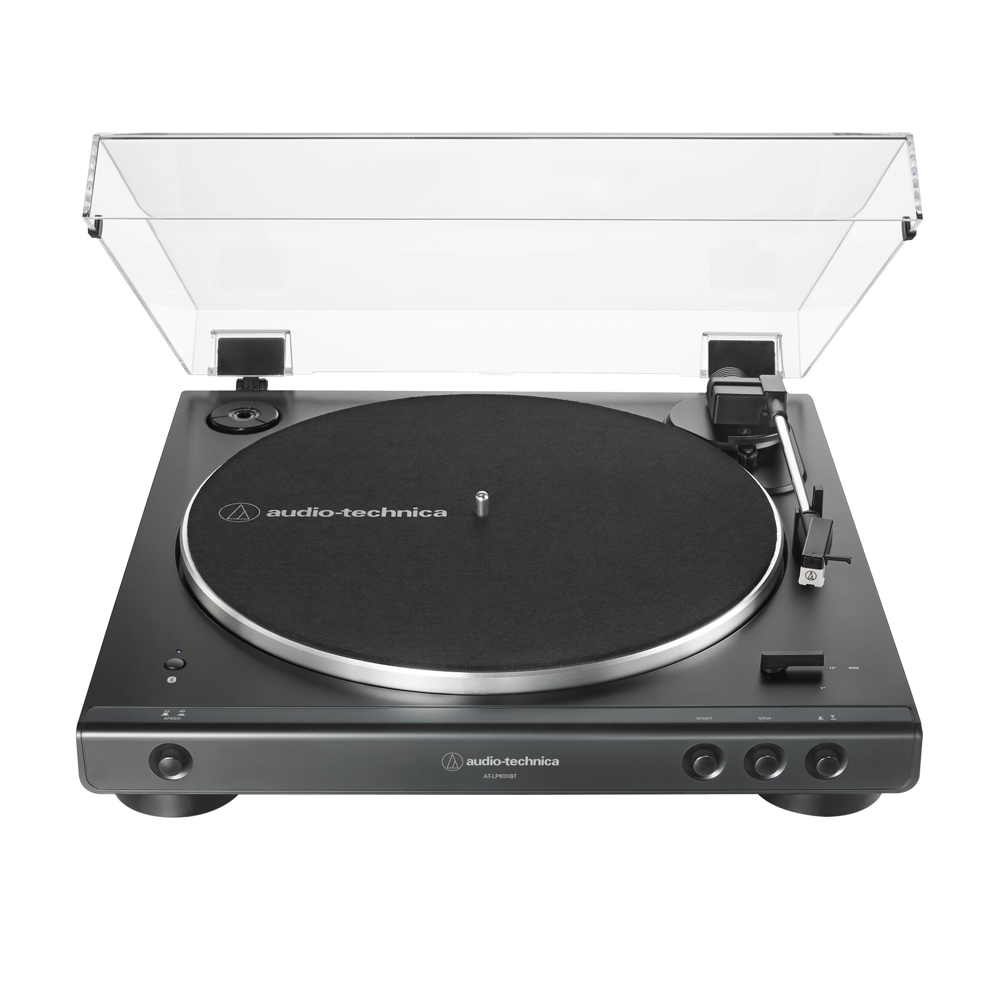 Gira-discos Audio-Technica AT-LP60XBTBK, automático, Bluetooth, correia, preto.