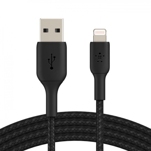 Cabo trançado Lightning para USB-A (15 cm / 6 pol., preto) - CAA002BT0MBK