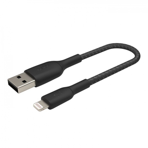 Cabo trançado Lightning para USB-A (15 cm / 6 pol., preto) - CAA002BT0MBK