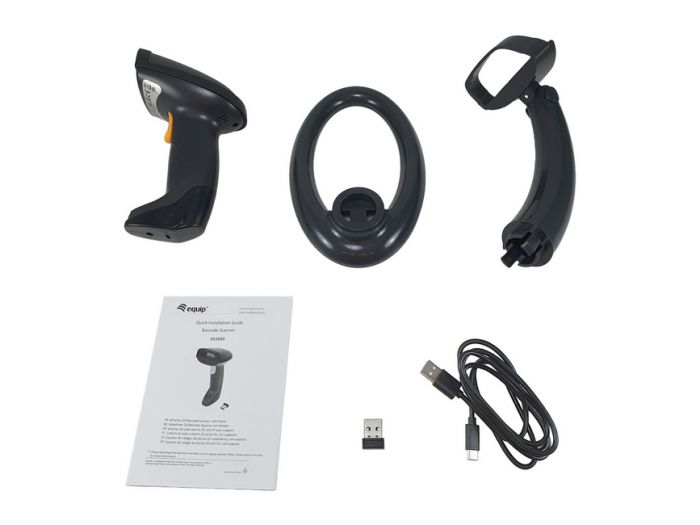 351029 Leitor de código de barras sem fio 2D Dual Mode 2,4 GHz + Bluetooth, com suporte
