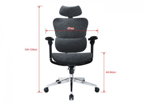 Cadeira de escritório ergonômica premium com apoio de cabeça e braços, azul e preta