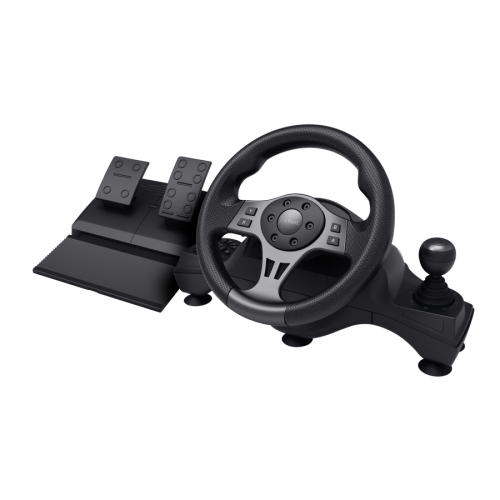 Volante de corrida Trust GXT289 MOVI - com feedback por vibração e pedais para uma experiência realista de corrida - Preto