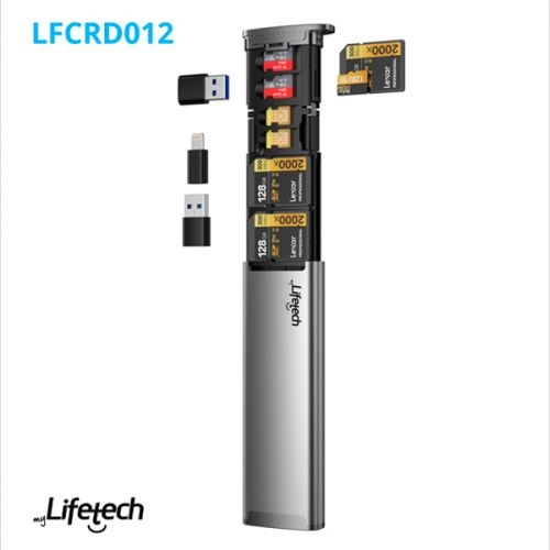 LIFETECH CARD CARD READER SD CARDx3 MICRO SDx6 USB3/ USB-C/ LIGHTNING